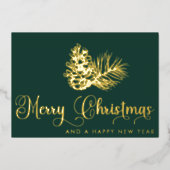 Carte De Vœux En Aluminium Simple stylé Botanique Joyeux Noël Script (Recto)