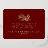Carte De Vœux En Aluminium Simple stylé Botanique Joyeux Noël Script (Verso)