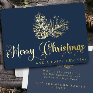 Carte De Vœux En Aluminium Simple stylé Botanique Joyeux Noël Script