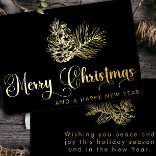 Carte De Vœux En Aluminium Simple stylé Botanique Joyeux Noël Script