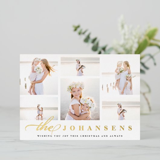 Carte De Vœux En Aluminium Simplicité | Élégant Collage Photo (Debout devant)