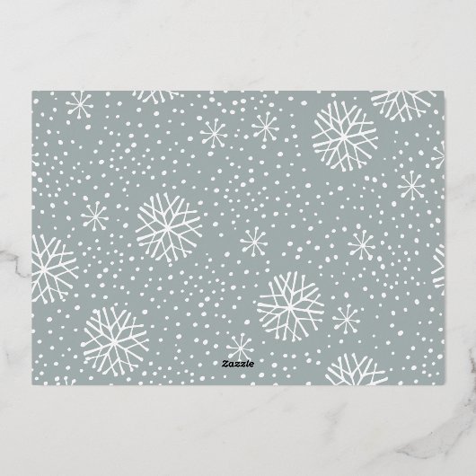 Carte De Vœux En Aluminium Snowfall Script 2 Photo Snshot (Verso)