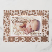 Carte De Vœux En Aluminium Snowflake Photo Rose Gold Frame (Recto)