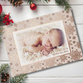 Carte De Vœux En Aluminium Snowflake Photo Rose Gold Frame