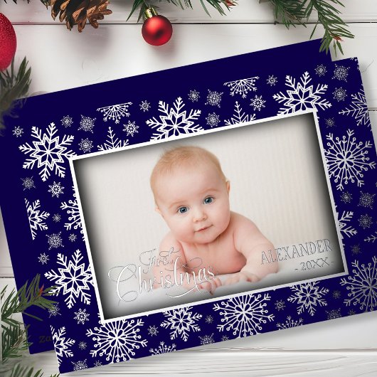 Carte De Vœux En Aluminium Snowflake Photo Silver Frame