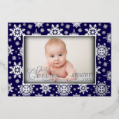 Carte De Vœux En Aluminium Snowflake Photo Silver Frame (Recto)