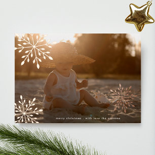 Carte De Vœux En Aluminium Snowflakes Roses minimaux Joyeux Noël Photo