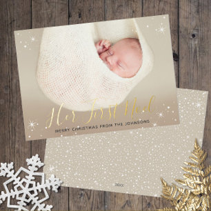 Carte De Vœux En Aluminium Son premier Noël Le premier Noël de bébé Photo
