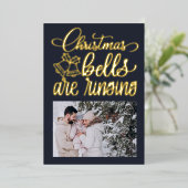 Carte De Vœux En Aluminium Sonneries modernes de cloches de Noël en feuille m (Debout devant)