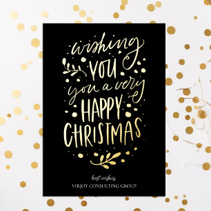 Carte De Vœux En Aluminium Souhaitez-vous Joyeux Noël Black Gold Business