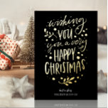 Carte De Vœux En Aluminium Souhaitez-vous Joyeux Noël Noir Or Non Photo<br><div class="desc">Souhaitez-Vous Joyeux Noël Black Gold Script Non Photo Real Foil Carte Vacances. Envoyez des voeux de vacances avec des photos à vos proches avec cette carte de vacances Foil moderne et festive. Tous les textes sont pré-arrangés pour que vous personnalisiez facilement et rapidement avec vos propres détails. Joyeuses fêtes !...</div>