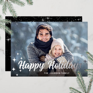 Carte De Vœux En Aluminium Sparkel Christmas PHOTO Greeting Silver