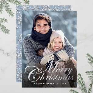 Carte De Vœux En Aluminium Sparkel Christmas PHOTO Greeting Silver