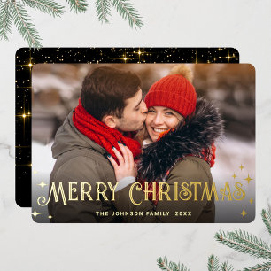 Carte De Vœux En Aluminium Sparkel Joyeux Noël PHOTO de voeux Or