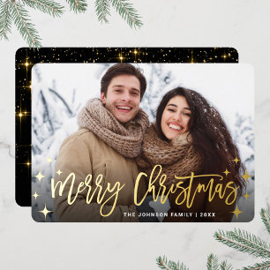 Carte De Vœux En Aluminium Sparkel Noël PHOTO Salutation or