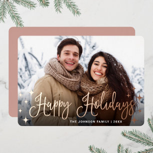 Carte De Vœux En Aluminium Sparkel Noël PHOTO Salutation Rose Gold