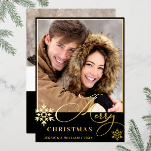 Carte De Vœux En Aluminium Sparkle Joyeux Noël 2 PHOTO Salutation or