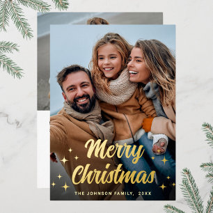 Carte De Vœux En Aluminium Sparkle Joyeux Noël 2 PHOTO Salutation or