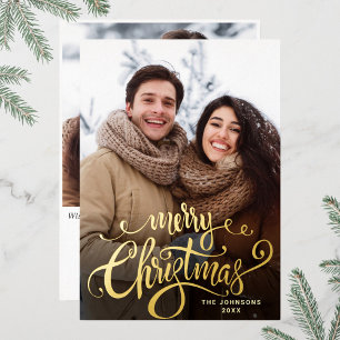 Carte De Vœux En Aluminium Sparkle Joyeux Noël 2 PHOTO Salutation or