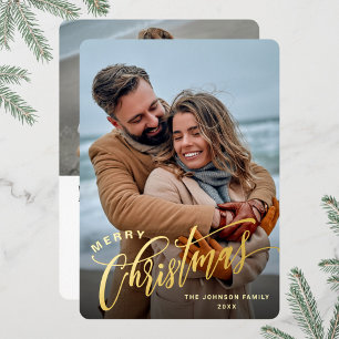Carte De Vœux En Aluminium Sparkle Joyeux Noël 2 PHOTO Salutation or