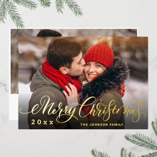 Carte De Vœux En Aluminium Sparkle Joyeux Noël 2 PHOTO Salutation or