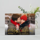 Carte De Vœux En Aluminium Sparkle Joyeux Noël 4 PHOTO Salutation or (Debout devant)