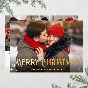 Carte De Vœux En Aluminium Sparkle Joyeux Noël 4 PHOTO Salutation or
