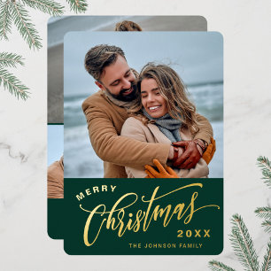 Carte De Vœux En Aluminium Sparkle Joyeux Noël 4 PHOTO Salutation or