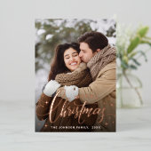 Carte De Vœux En Aluminium Sparkle Joyeux Noël 4 PHOTO Salutation Rose or (Debout devant)