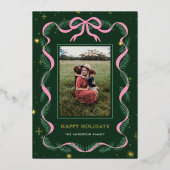 Carte De Vœux En Aluminium Sparkly Pink Bow Wreath Christmas Foil Card (Recto)