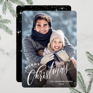 Carte De Vœux En Aluminium Sparkt Joyeux Noël PHOTO Salutation Argent
