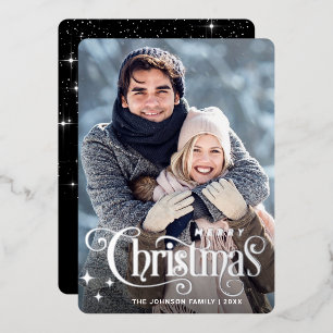 Carte De Vœux En Aluminium Sparkt Joyeux Noël PHOTO Salutation Argent