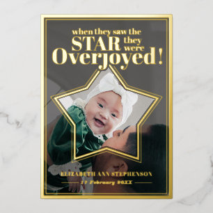 Carte De Vœux En Aluminium Star Overjoyed Baby Photo Premier Noël