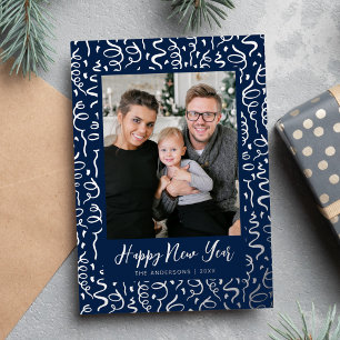 Carte De Vœux En Aluminium Streamers et Confetti Bonne année photo