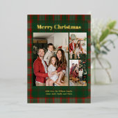 Carte De Vœux En Aluminium Style Classy Plaid 3 photos Noël (Debout devant)