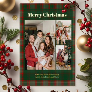 Carte De Vœux En Aluminium Style Classy Plaid 3 photos Noël
