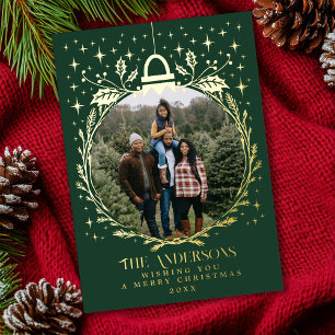 Carte De Vœux En Aluminium Style Noël Foliage Ornament Photo