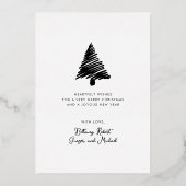 Carte De Vœux En Aluminium Style Scandi Abstrait Arbre de Noël Bleu Or (Verso)