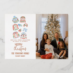 Carte De Vœux En Aluminium Sweat moche doux Joyeux Noël Photo Rose or