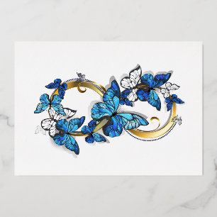 Carte De Vœux En Aluminium Symbole infini de papillons Morpho bleus