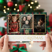 Carte De Vœux En Aluminium Tartan Rouge et Vert Joyeux Noël Photo
