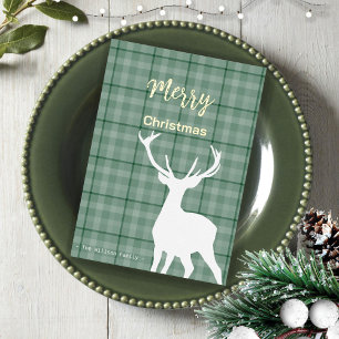Carte De Vœux En Aluminium Tarte verte de Noël Et Cerf