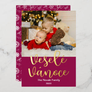 Carte De Vœux En Aluminium Tchèque Joyeux Noël, Veselé Vánoce, Élégant