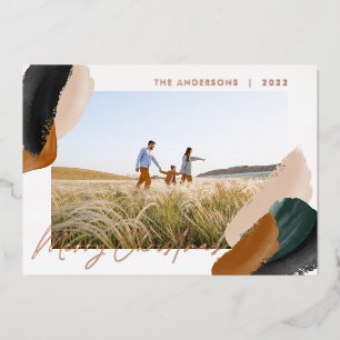 Carte De Vœux En Aluminium Terre cuite verte moderne minime aquarelle photo