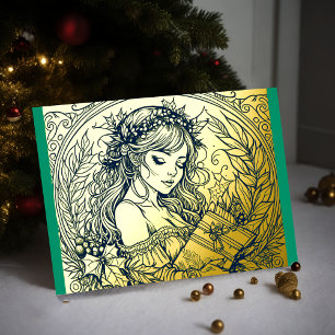 Carte De Vœux En Aluminium Tes couleurs Foil femme Noël