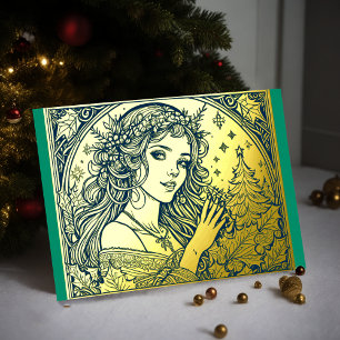 Carte De Vœux En Aluminium Tes couleurs Foil femme Noël