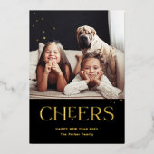 Carte De Vœux En Aluminium Texte décoratif Cheers Bonne année Photo (Recto)