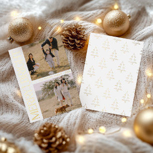 Carte De Vœux En Aluminium Texte photo simple blanc "Merry and Bright"