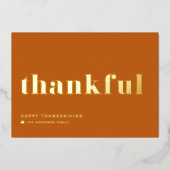 Carte De Vœux En Aluminium Thanksgiving Orange Retro Typographie (Recto)