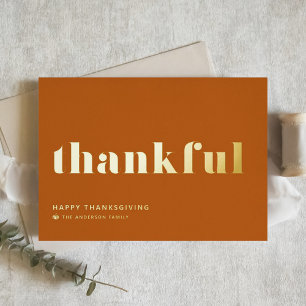 Carte De Vœux En Aluminium Thanksgiving Orange Retro Typographie